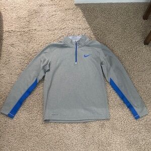 Men’s Nike Therma-Fit Gray Pullover with Blue Accents